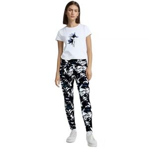 Women Activewear Black & Gray Stained Abstract Print Balance Collection Leggings